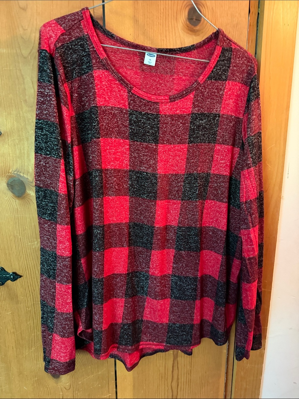 Old Navy Red and Black Buffalo Plaid Long-Sleeve Tee